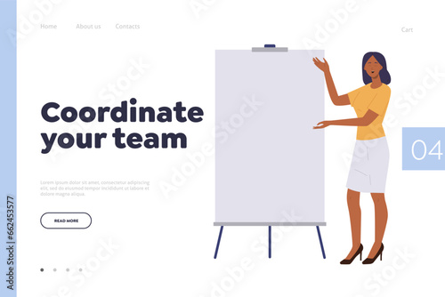 Landing page design template online service offering help and support to coordinate your team