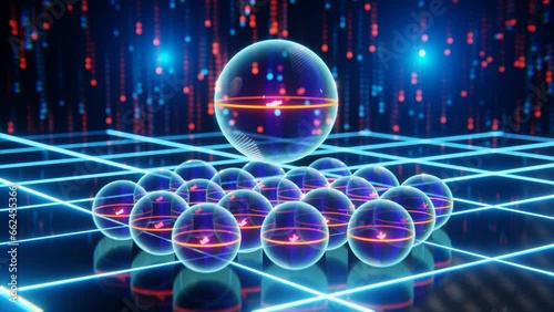 Logic Qubit with Error Protection vs Standard Qubits, Superposition, Animated Concept of Logic Qubit - 3D Rendering