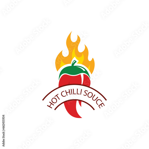 hot chili sauce logo design vector