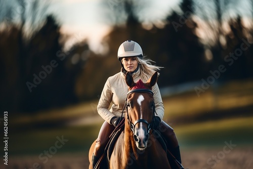 sports training with a woman on horseback
