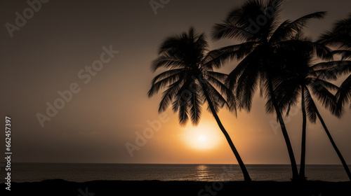 A couple of palm trees sitting on top of a beach