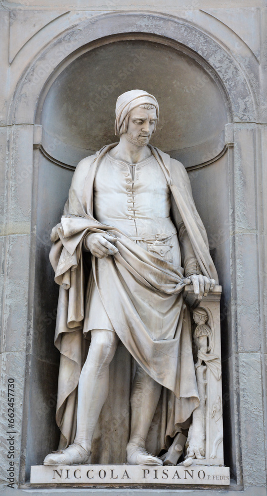 statue of Nicola Pisano in Florence, Italy