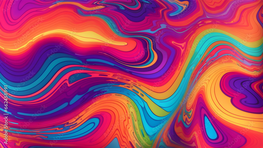 Psychedelic Rainbow Topological Map Pattern