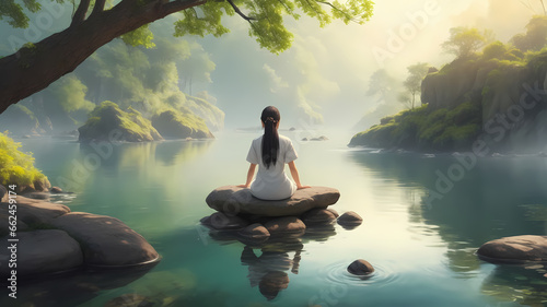 Harmonizing Body and Soul: Serene Meditation and Mindfulness in Nature, Generative AI