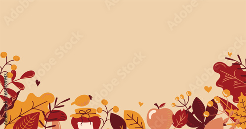 Thanksgiving Day poster for the holiday. Background for postcard, autumn icon. Autumn. Place for text. Vector illustration