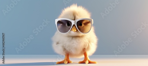 Little Chick Wearing Sunglasses with Generative AI