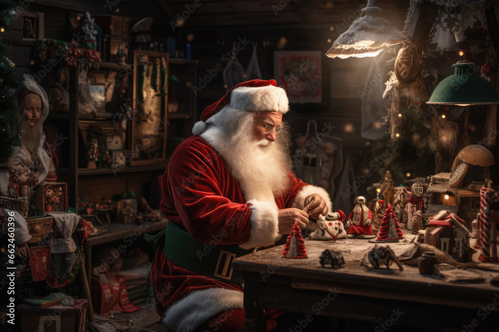 Santa Claus in his workshop