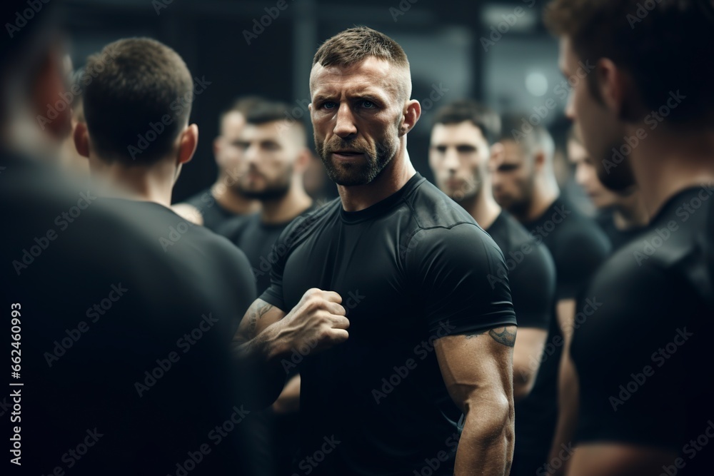 group training martial arts and fitness in the gym - obrazy, fototapety, plakaty 
