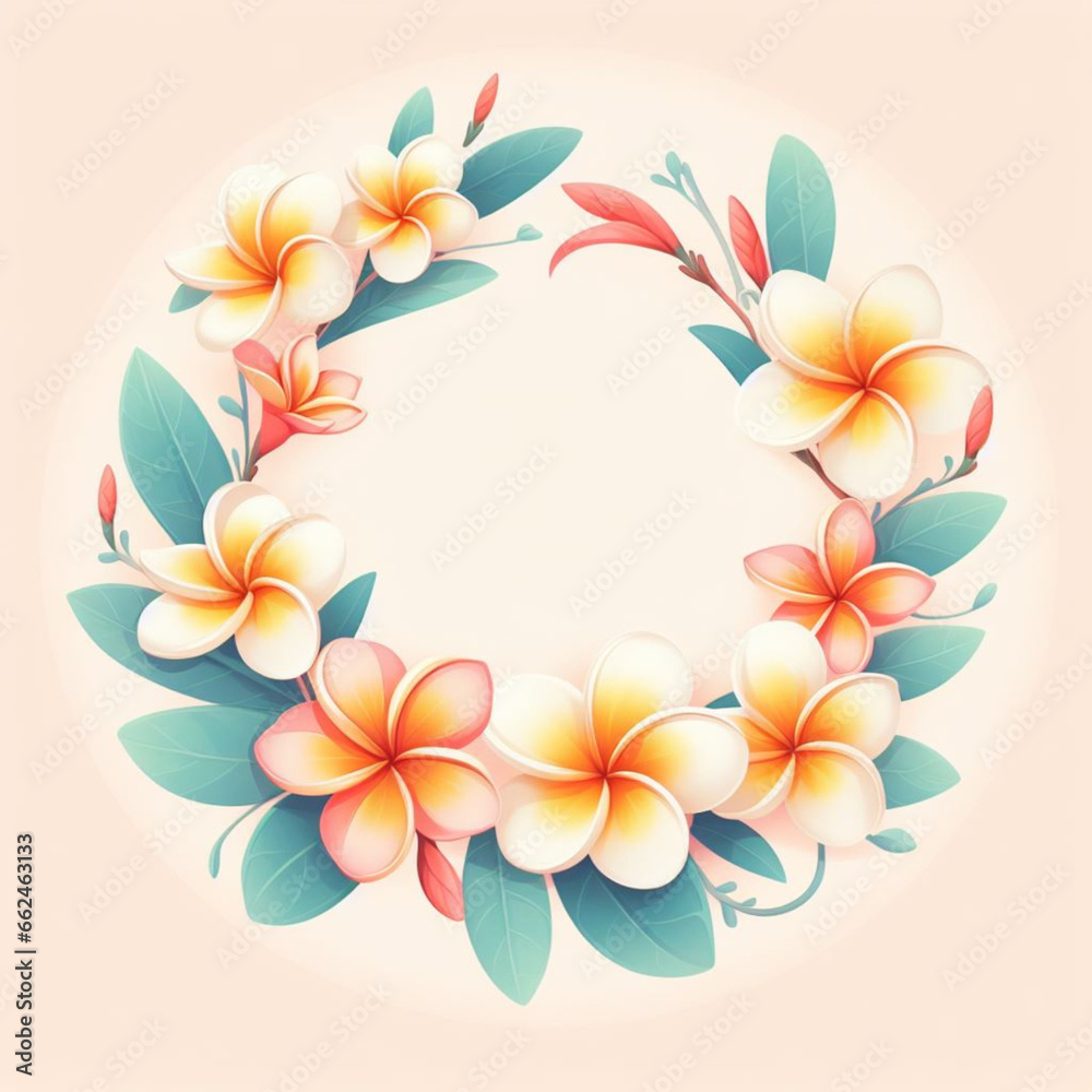 Fototapeta premium plumeria flower frame