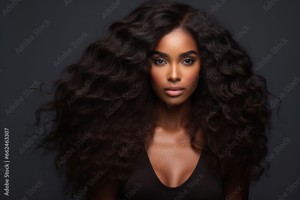 Beauty portrait of a black female model with flawless skin an beautiful hair. black background. black hair Beauty portrait of a black female model with flawless skin an beautiful hair. black background. black hair
