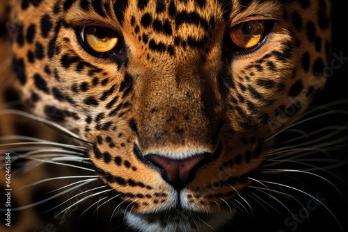 Close-up portrait of a leopard, Panthera onca, close up portrait of a leopard head, AI Generated © Iftikhar alam