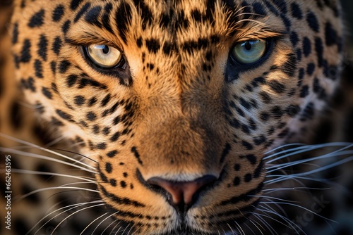 Portrait of a beautiful leopard in the wild, close-up, close up portrait of a leopard head, AI Generated © Iftikhar alam