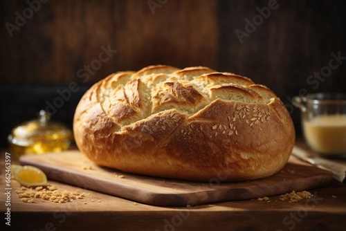 A warm freshly baked loaf of bread
