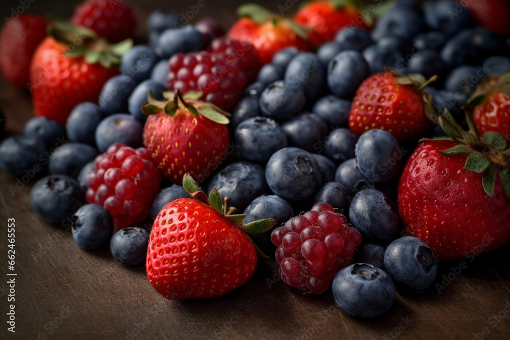 Strawberries and blueberries generative AI Strawberries and blueberries generative AI