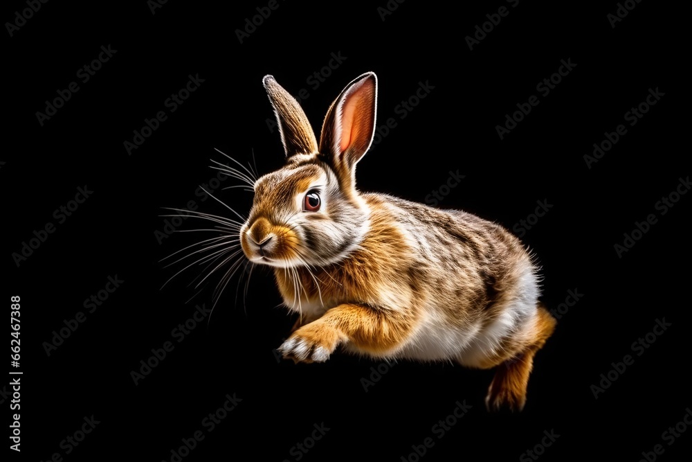 Obraz premium Running rabbit. Cute adorable rabbit.