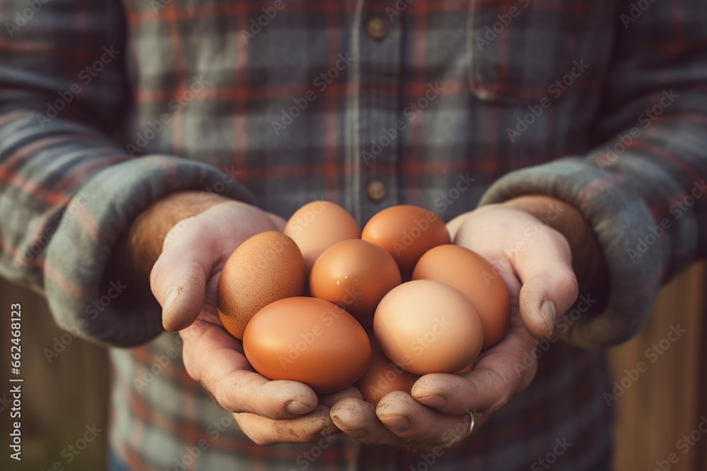 fresh organic eggs in the hands of young farmers fresh organic eggs in the hands of young farmers
