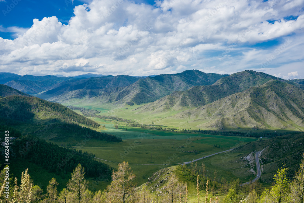 View of the Chike-Taman pass in Chuysky tract. Altai Republic, Russia