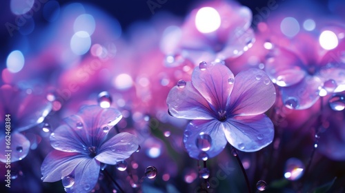 A bunch of purple flowers with water droplets on them © cac_tus