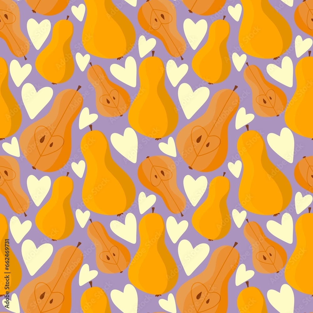 Cartoon fruit seamless pears pattern for wrapping paper and fabrics and linens and kids accessories