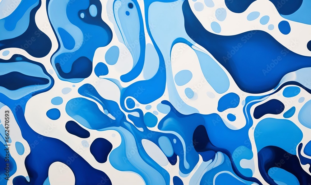Abstract Fluid Art with Blue and White Bubbles Abstract Fluid Art with Blue and White Bubbles