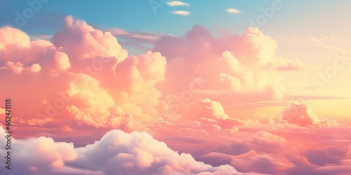 Ethereal Sky with Wispy Clouds in Pink and Peach colors