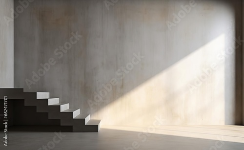 Minimalist Interior with Staircase and Sunlight