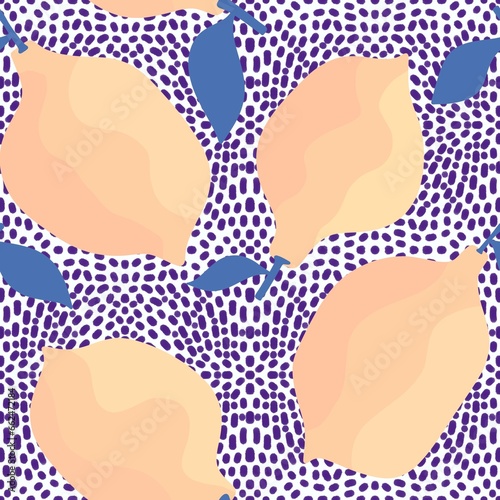 Summer fruit seamless leaves and lemon pattern for wrapping paper and fabrics and linens and kids clothes print