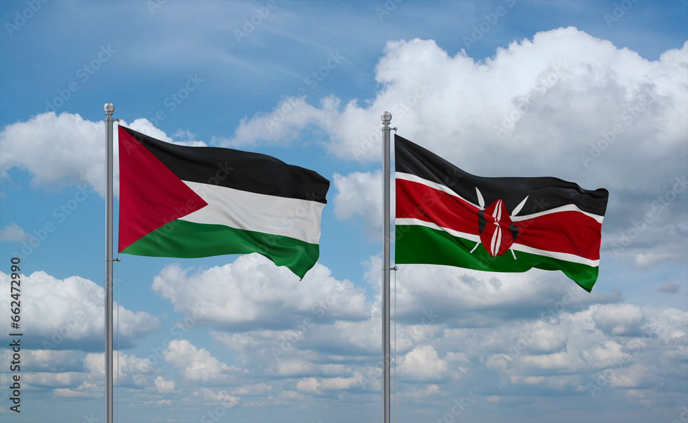Kenya and Palestine and Gaza Strip flags, country relationship concept Kenya and Palestine and Gaza Strip flags, country relationship concept