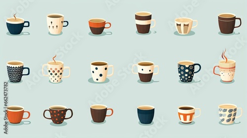  a series of coffee mugs with different shapes and sizes. generative ai