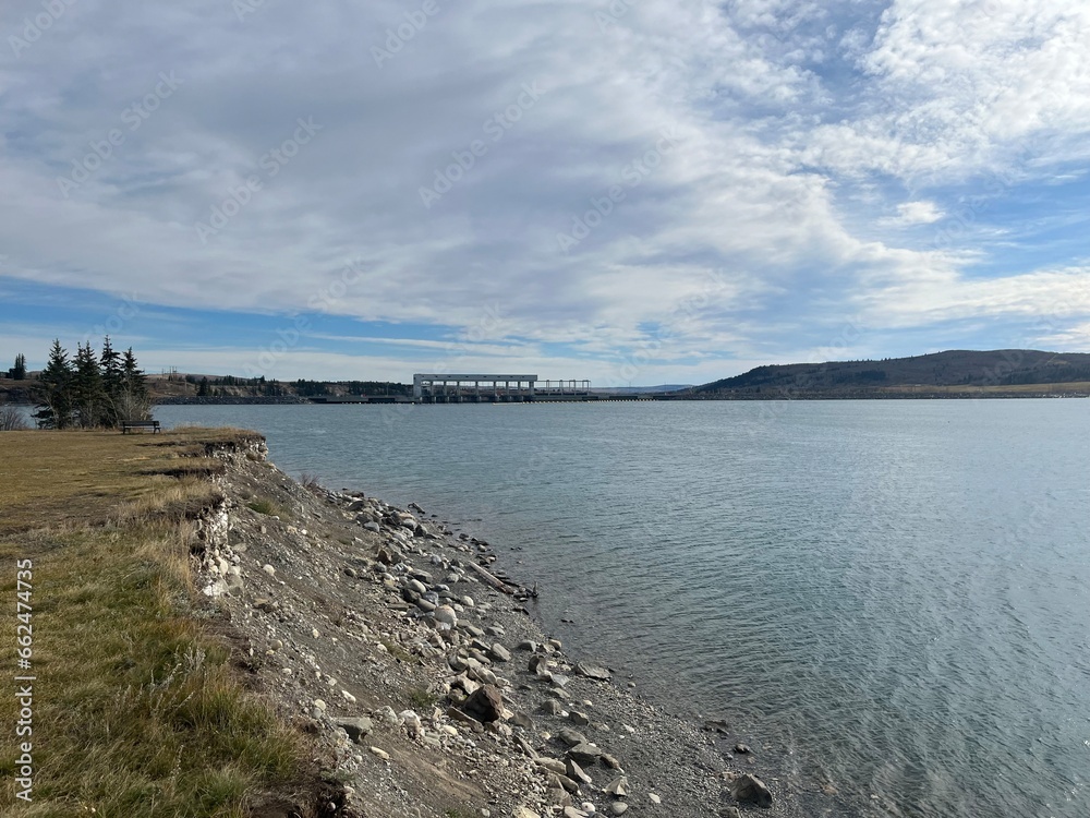 Ghost Lake hydroelectric dam reservoir 