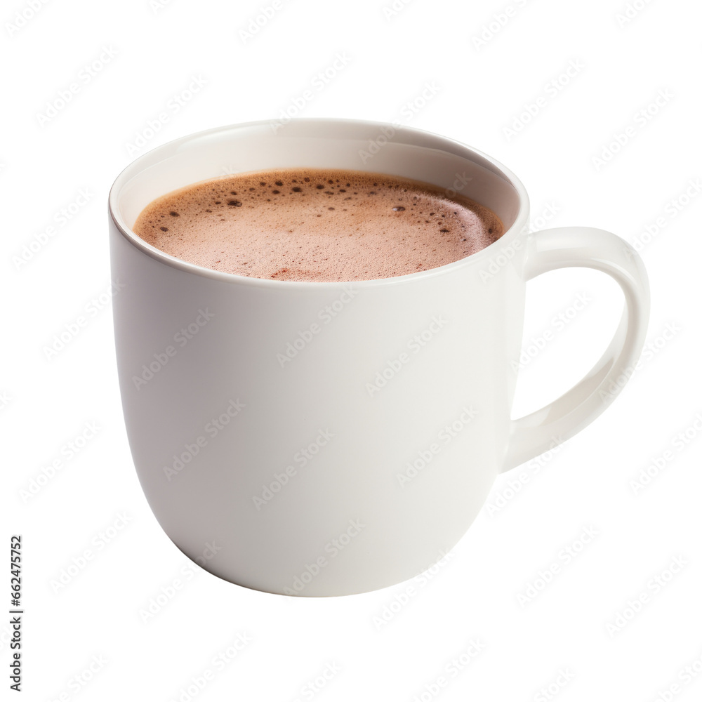 Hot chocolate drink with white cup isolated on transparent background. Hot chocolate drink with white cup isolated on transparent background.