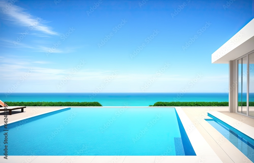 swimming pool with the horizon of the sea behind swimming pool with the horizon of the sea behind