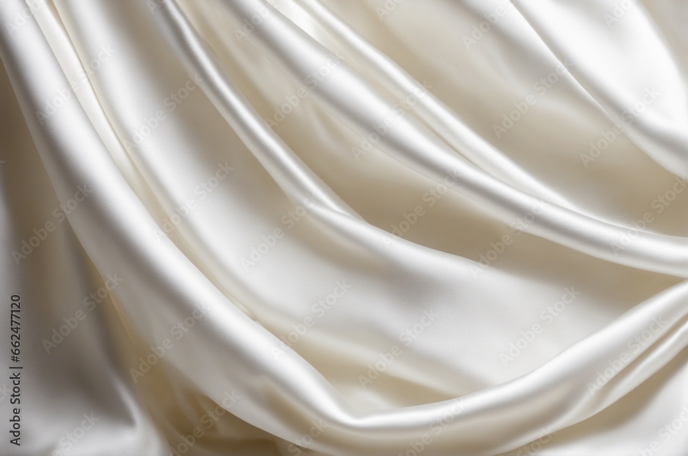 Beautifully Draped White Silk Satin Background with Elegant Folds and Waves