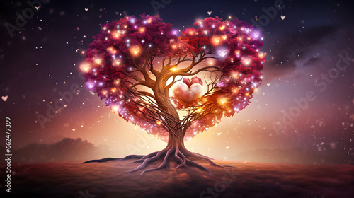 a majestic tree with intertwining branches  each bearing vibrant leaves that symbolize the interconnectedness of love  mental health  and harmony in the intricate tapestry of life. 