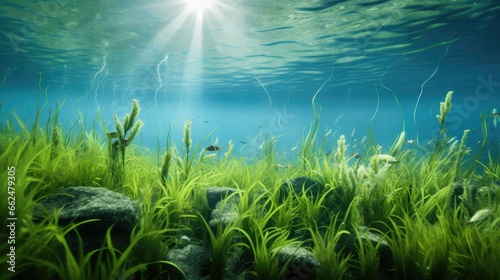 Underwater plants and grass