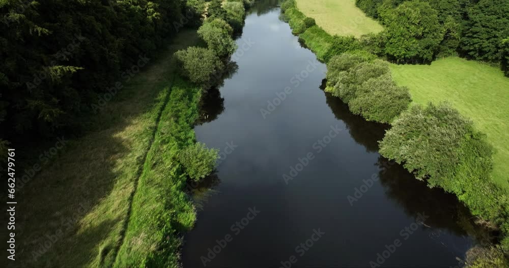 River Nore on the background of picturesque trees and meadows 4k