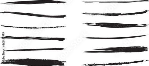 Brush line, charcoal scribble, chalk stroke, crayon mark, black pencil, pen marker, sketch graffiti, paint doodle vector set, grunge effect isolated on white background. Drawing ink illustration