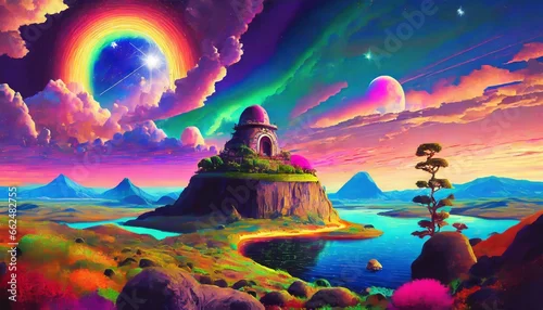 Obraz Psychedelic World with rainbow