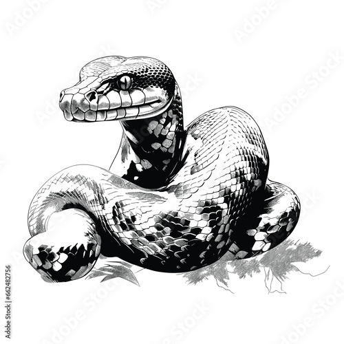 Hand Drawn Sketch Boa Constrictor Snake Illustration