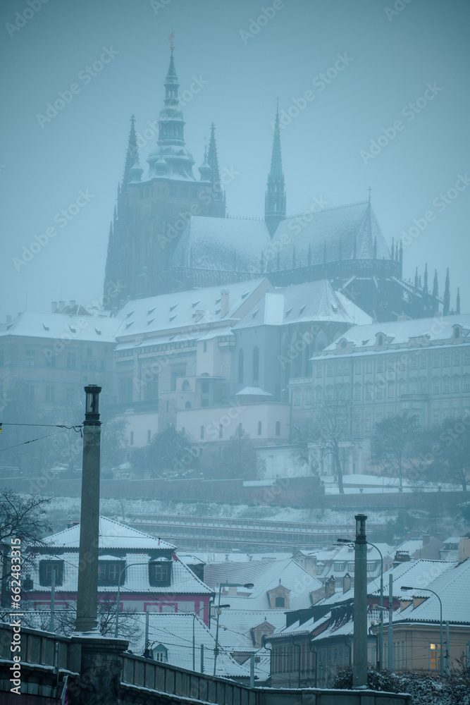 Naklejka premium landscape in winter in Prague, Czech Republic