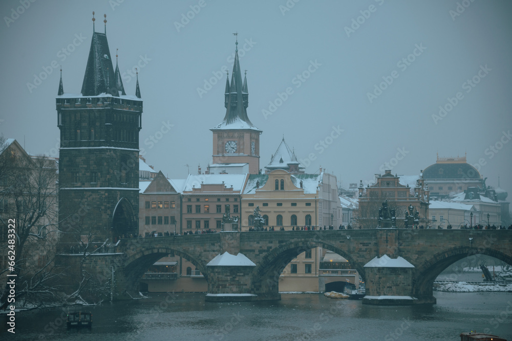 landscape in winter in Prague, Czech Republic