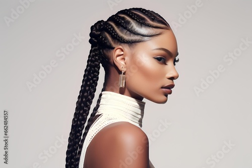 african american woman with Cornrows hair
