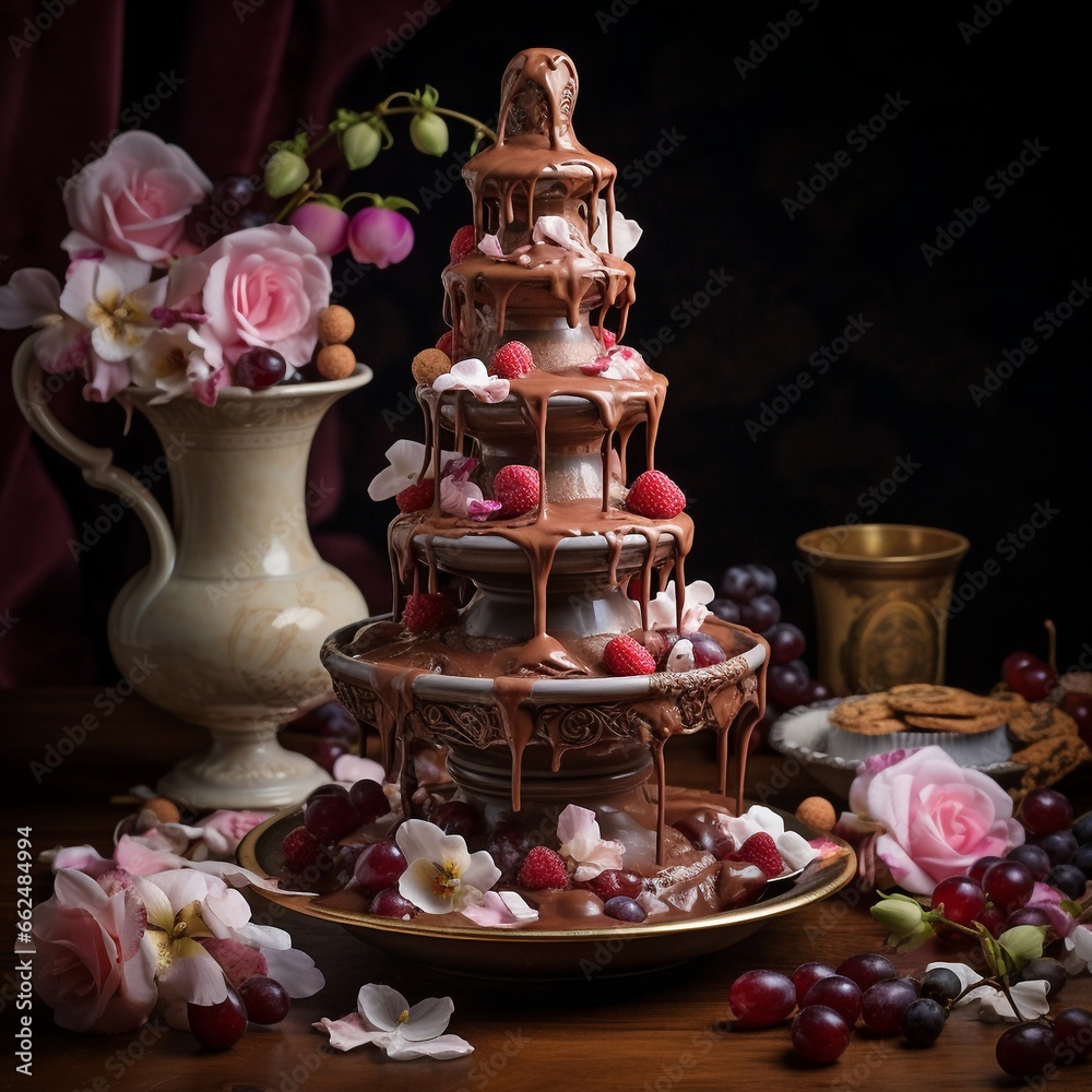 custom made wallpaper toronto digitalVictorian chocolate fountain, ai generated