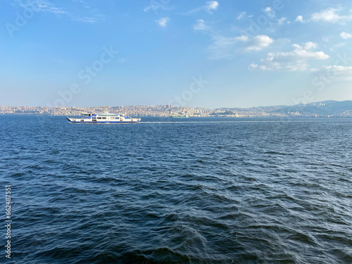 Photography Panoramic view of Izmir Gulf and Izmir Harbor from Bostanli coast