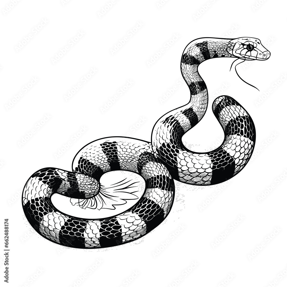 Fototapeta premium Hand Drawn Sketch Coral Snake Illustration 