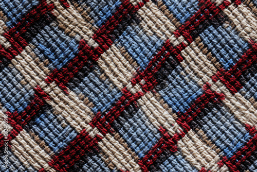 seamless pattern of checked textile - texture of a blue, red and white fabric