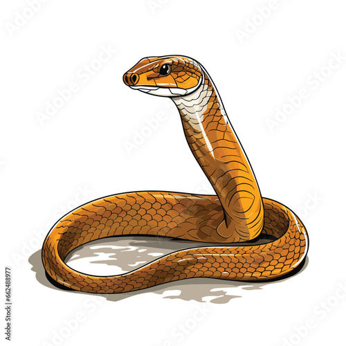 Hand Drawn Flat Color Inland Taipan Snake Illustration
