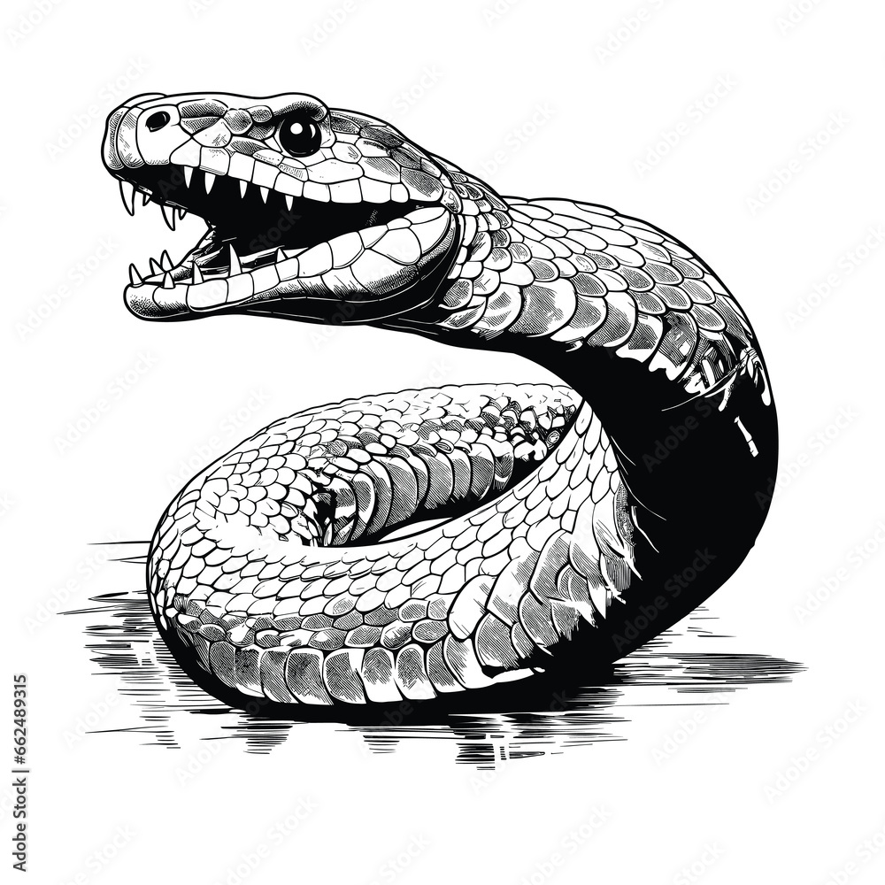 Fototapeta premium Hand Drawn Sketch Water Moccasin Snake Illustration