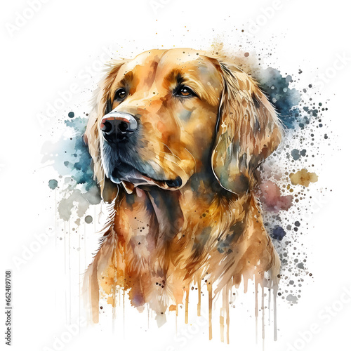 Pet illustration Dog Watercolor Style Painting