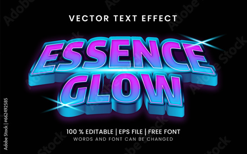 vector essence glow blue and purple editable text effect